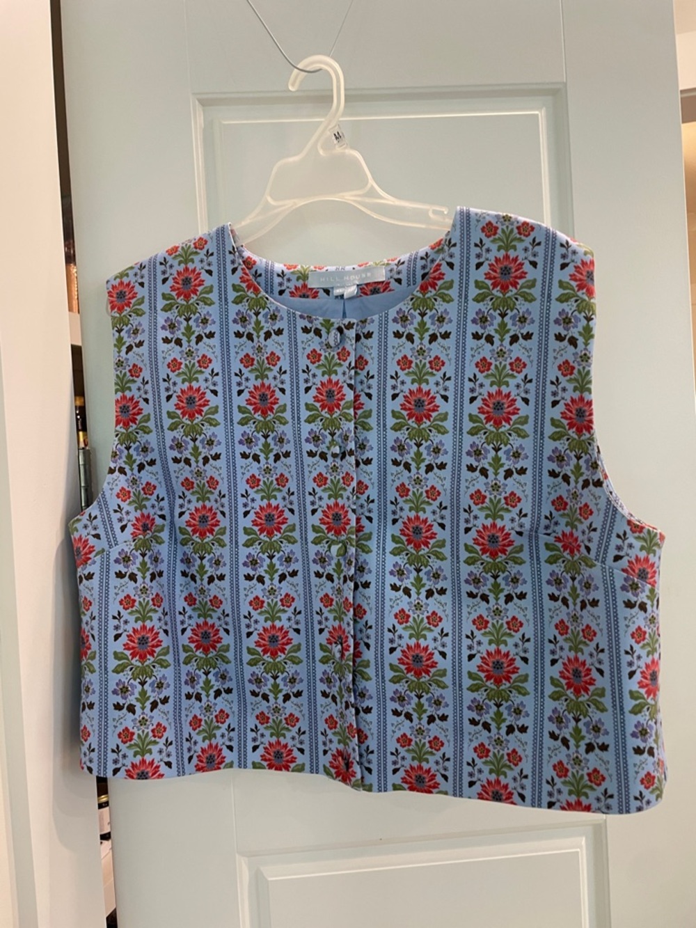 Hill House Sleeveless Blue Floral Print Women's Top or vest